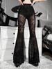 Summer Women's Pants Sexy Perspective Flared Pants Women's Streetwear Retro Lace Pants