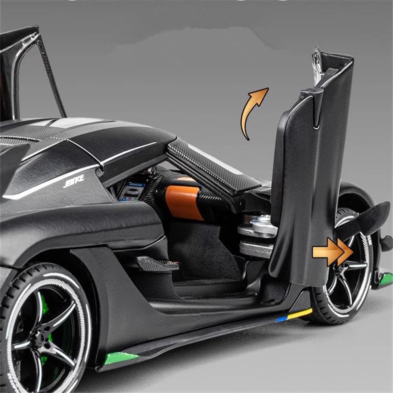 1/24 Koenigsegg Jesko Attack Sportwagenmodell aus Legierung, Druckguss-Metall-Rennwagenmodell, Simulation, Ton und Licht, Kinderspielzeuggeschenk