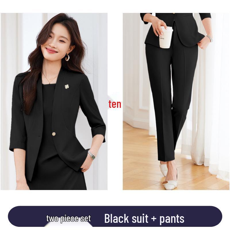 

Женский приталенный весенний костюм 2025 года - Платье с рукавом семь восьмых для профессиональной носки XXL