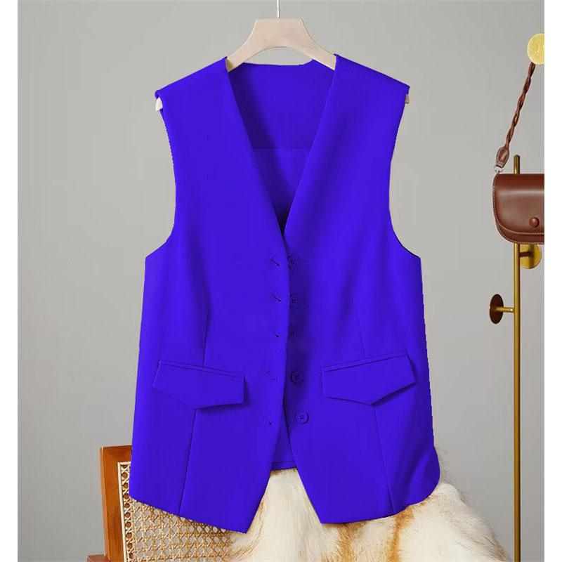 Vest Women Sleeveless Jacket Waistcoat V Neck Single Breasted Tops Outerwear Spring Summer Female Office Lady Vintage Coat
