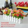 Artificial Flower Set: Wooden Fence & Small Potted Plants for Home Decoration