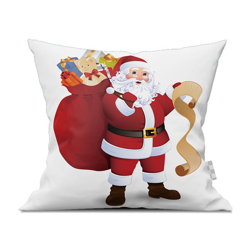 Cute Cartoon Snowman Santa Claus Printed Pattern Cushion Cover for Home Living Room Sofa Bedroom Decoration Pillowcase