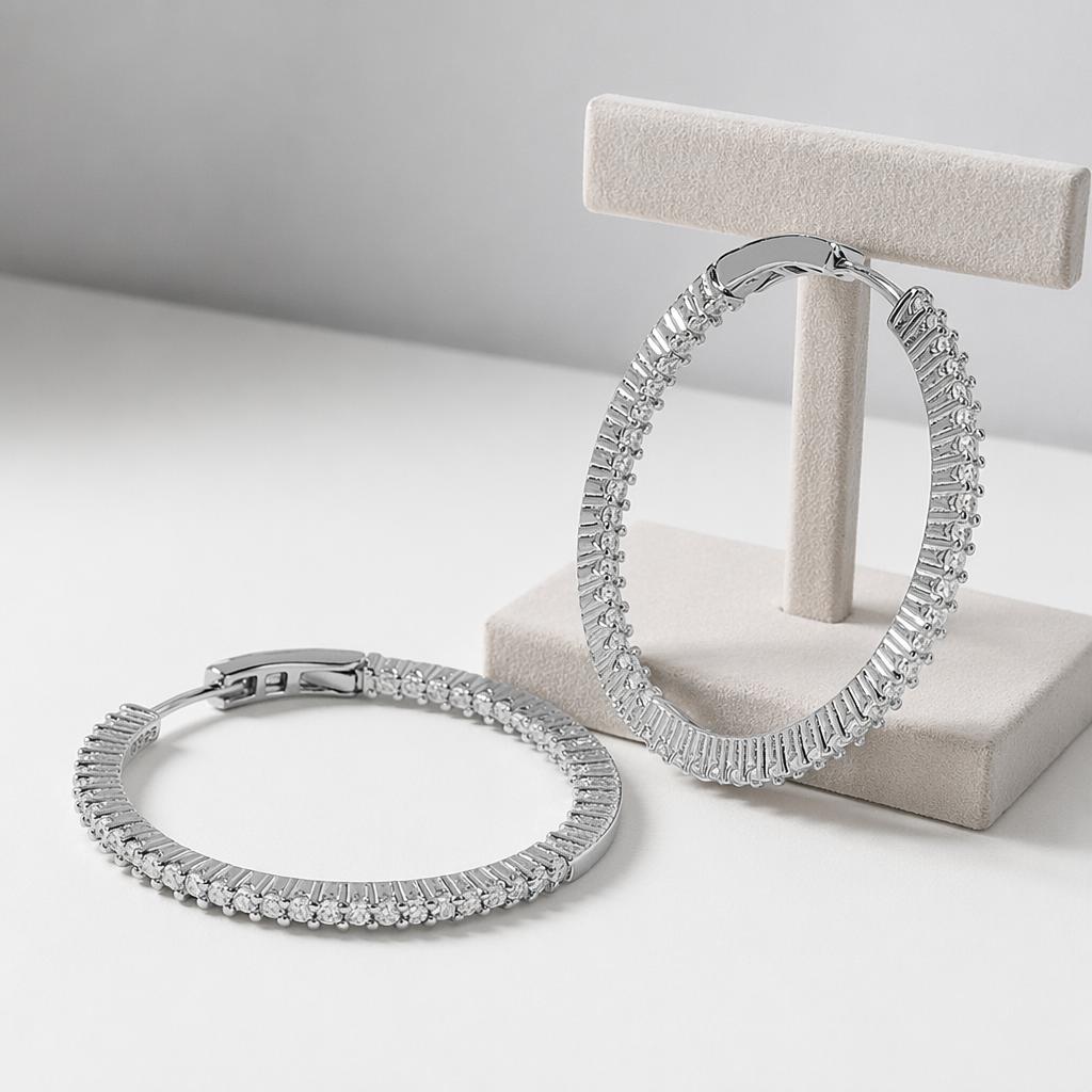 Large Hoop Earrings Manufacturer Circle Cubic Zirconia Hoop Earrings S925 Silver New European American Women Earrings