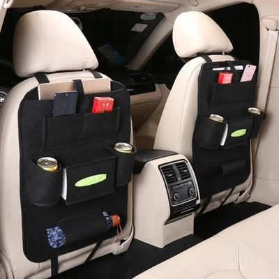 1pcs Universal Car Back Seat Storage Bag Felt Anti-kick Pad Multi-functional Storage Pockets Protection Pad