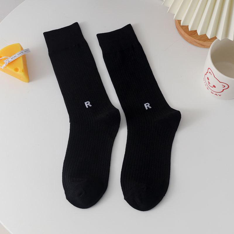 South Korea Dongdaemun Women's Long Candy Color Letter Stripe Socks