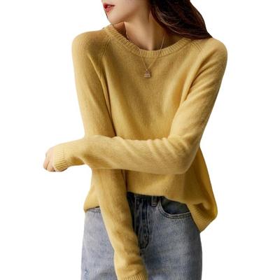 Jesenný a zimný dámsky sveter Pletený sveter Sveter s dlhým rukávom, okrúhly výstrih, voľný výstrih Tenká časť Spodná časť košeľa so znížením veku