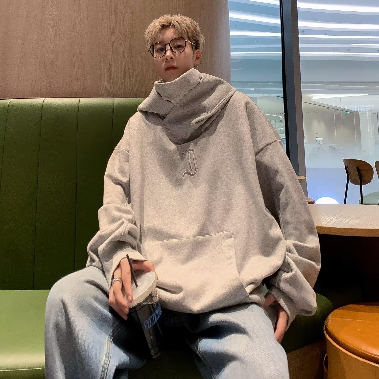 American trendy brand functional wind spring and autumn coat turtleneck hooded sweater men and women loose couple casual top M