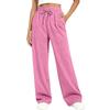 Women's Casual Loose Fit Lounge Pants Elastic Waistband with Drawstring Side Pockets Full Length Wide Leg Relaxed Trousers for Everyday Wear