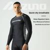 Mizuno Long Sleeve Swimming Sports T-Shirt Quick Dry Breathable Chlorine Resistant Sun Protection Hot Spring Surfing Suit Men Tops Black N2CA2102