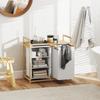 Laundry Basket with Laundry Bag, Fabric Drawer, Bamboo, 70x36x70 cm, White/Wood