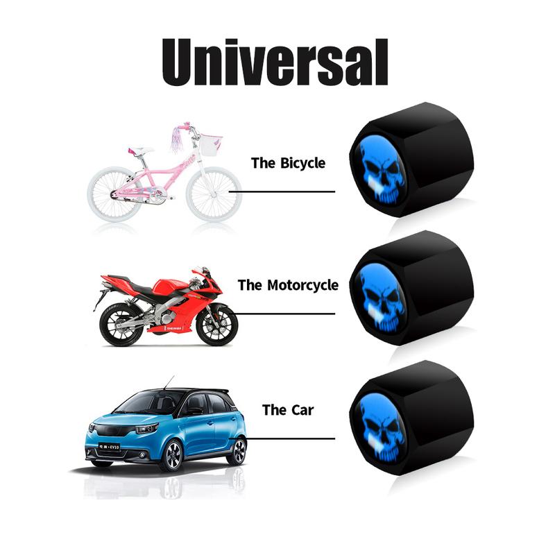 DSYCAR Anti-theft Valve Stem Caps for Cars, Trucks, Motorcycles Skull Style Tire Valve Dust Caps, Dustproof Seal Lock Tight Fit