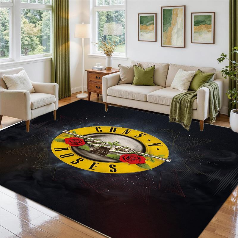 Guns N’ Roses Design Crystal Velvet Rug Soft Decorative Mat for Bedroom Entrance