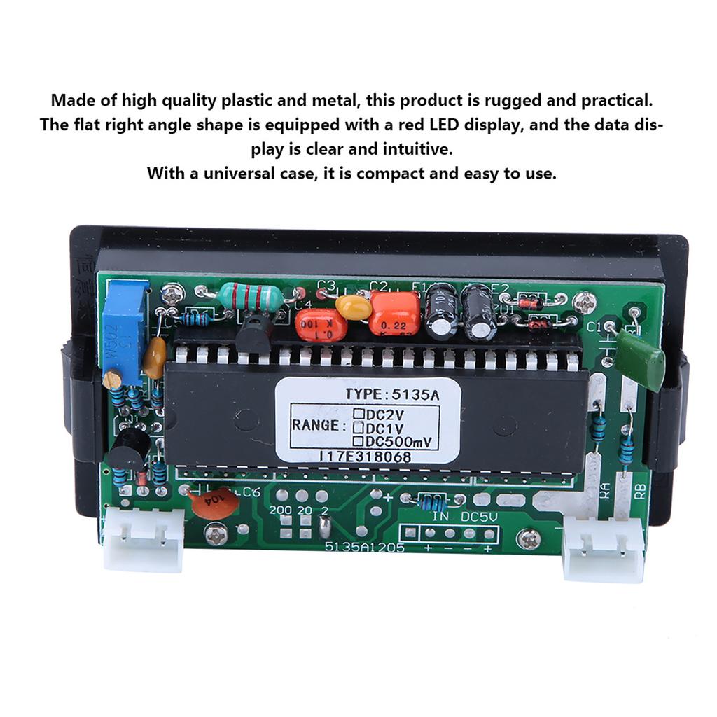 Digital Voltmeter 5135A DC5V High Accuracy Voltmeter 3 1/2 Digital Panel Meter with Red LED