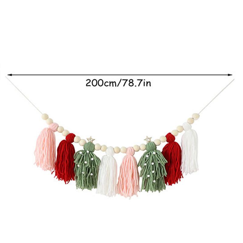 1Pc Colorful Adjustable Nordic Style Pendant Tassel Banner Christmas String