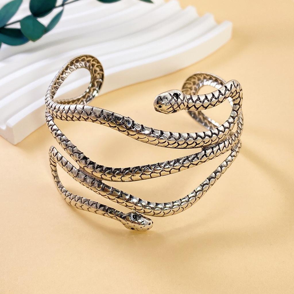 Vintage Egypt Swirl Snake Arm Cuff Armlet Armband Big Wide Bangle Bracelets for Women Cuff Indian Anime Men Fashion Jewelry