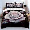 3Pcs Glossy White Rose Flower Print Bedding Set 1 Duvet Cover 2 Pillowcases For Adult And Children Luxury Gift Full Size