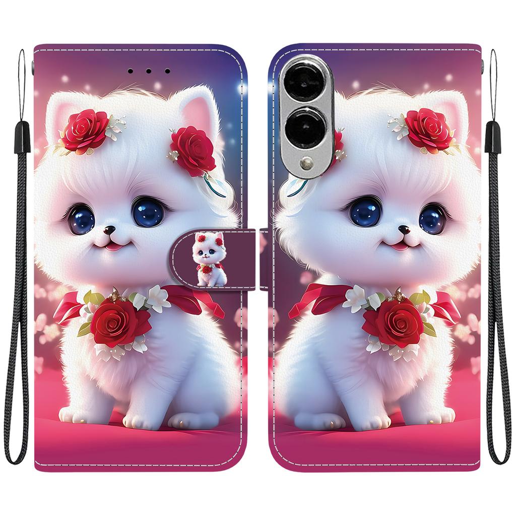 For Samsung Galaxy S25 Edge Leather Case Stand Wallet Pattern Printing Phone Cover with Wrist Strap