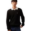 Calvin Klein Lässiger Pendler Bestickter V-Ausschnitt Zopfstrickpullover Unisex Pullover Space-Black J326795-BEH