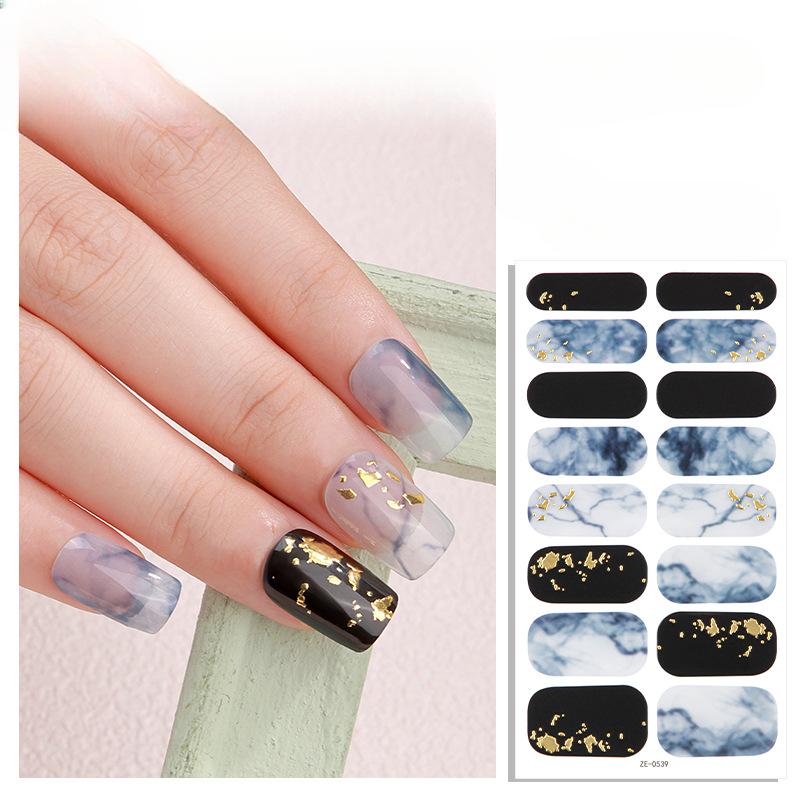 New 16-finger French Manicure Stickers Flash Onion Pink Nail Stickers Simple Manicure Stickers