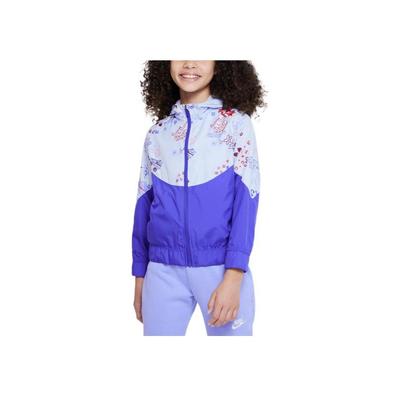 Sportbekleidung Icon Clash Windrunner Abstraktes Muster Bedruckte Kapuzenjacke mit Reißverschluss Kinderjacken Blau DQ8879-085