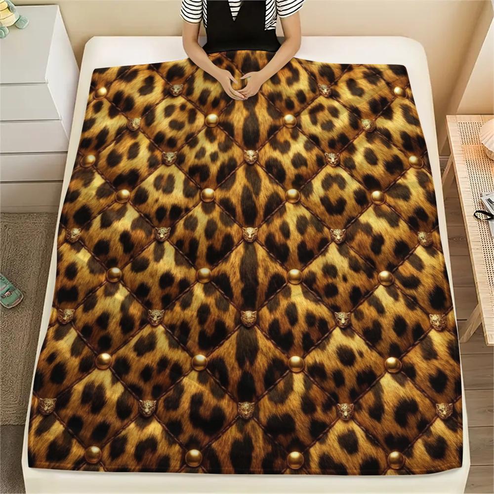 

1Pc Leopard Print Print Flannel Blanket, High quality Comfortable for All Seasons, Home Decor, Warmth and Comfort, Perfect for Christmas Gifts W17 80cm x 120cm