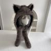 Plush Cats Ear Hat with Faux Furs Look Earflaps, Long Coverage Thick Warm Hat for Cold Weather Daily Outfit Styling, Outdoor Activity
