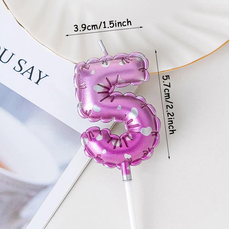 Rainbow Number Candle Digital 0-9 Birthday Party Decor Pink Balloons Gradient Candles Birth Wedding Anniversary Candle
