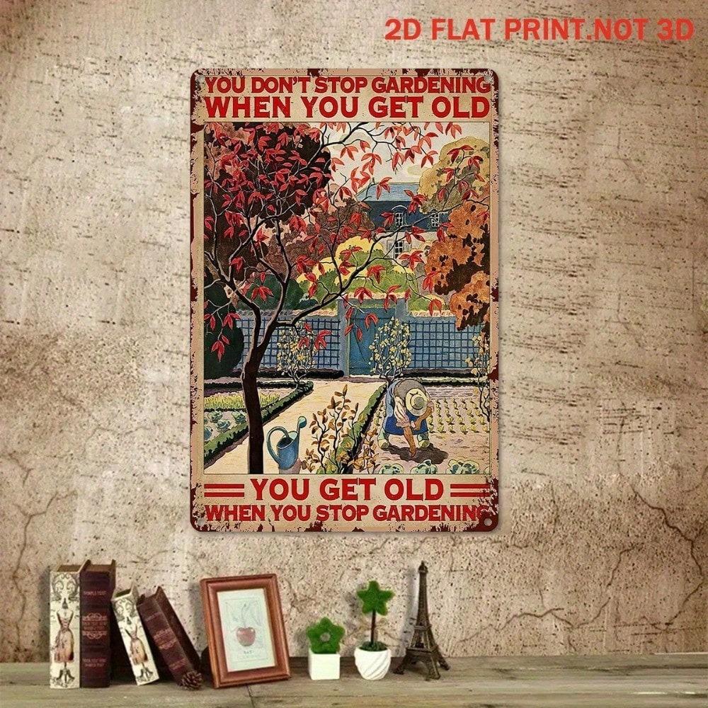 Vintage Metal Wall Art Garden Quote Sign Rustic Home Yard Decor