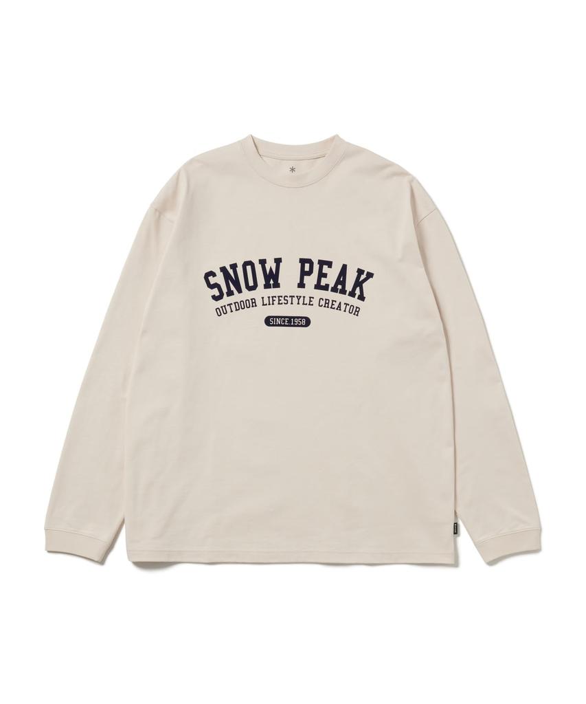 Varsity Logo Long Sleeve OFF Size M [Snow Peak] T-Shirt TS-26SU002 Long-sleeved T-shirt, Men's/Women's, WHITE,