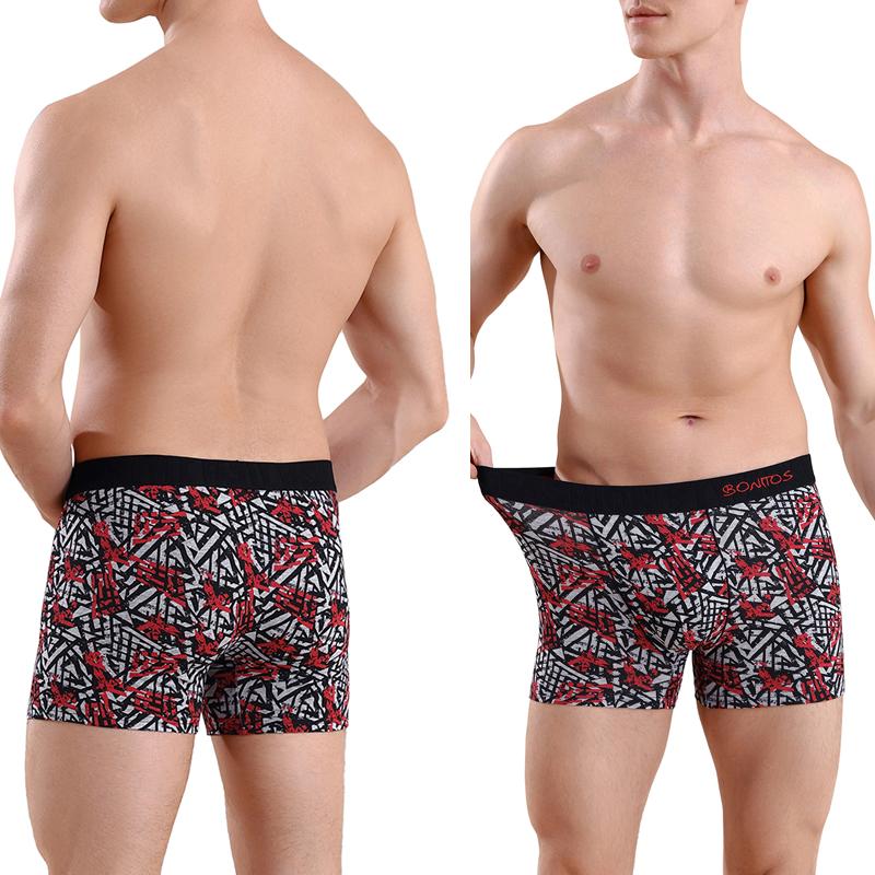 BONITOS 4 Stück Sexy Herren Höschen Print Boxer für Mann Pack Baumwolle Unterhosen Slips Mann Unterwäsche