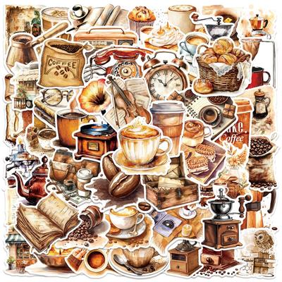 50 Stück Retro Café Kaffee Aufkleber Graffiti für DIY Scrapbooking Handy Laptop Gitarre Koffer Skateboard Motorrad Flaschenaufkleber
