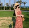 French Dress Women's Split Dress Houndstooth Suspender Dress Summer Temperament Sexy Dress A-line Dress