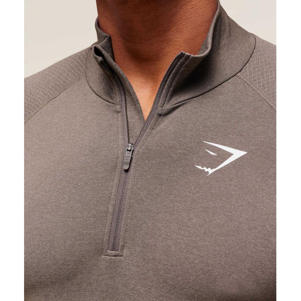 Gymshark Vital 1 4 Zip Camo Brown Linen Brown A3a4p Nb2j