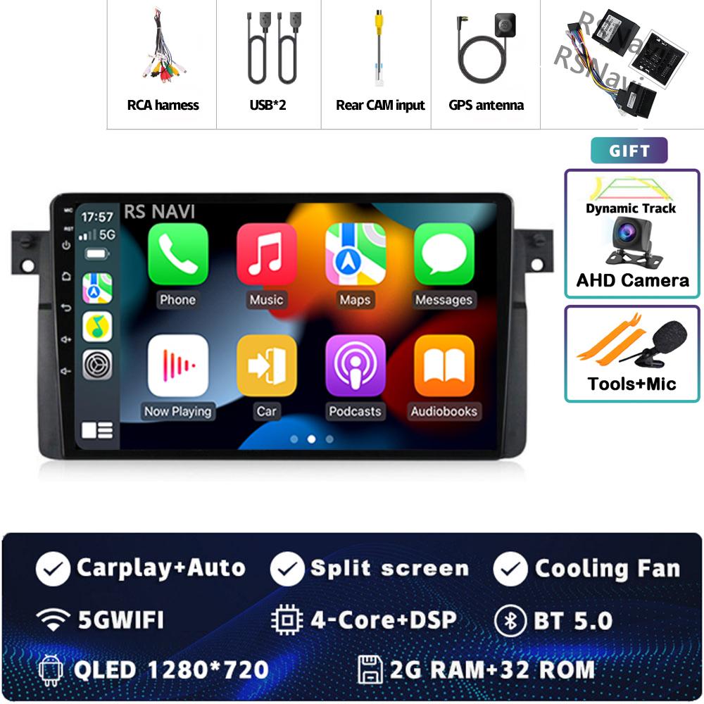 Android 14 Carplay Auto Car Radio  for BMW E46 M3 1998-2006 Multimedia Video Player Navigation GPS 2Din Stereo Head Unit DSP 4G