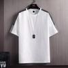 2025 Japanese Style Men's Cotton Linen White Half-Sleeve T-Shirt, Loose Fit, Simple Design