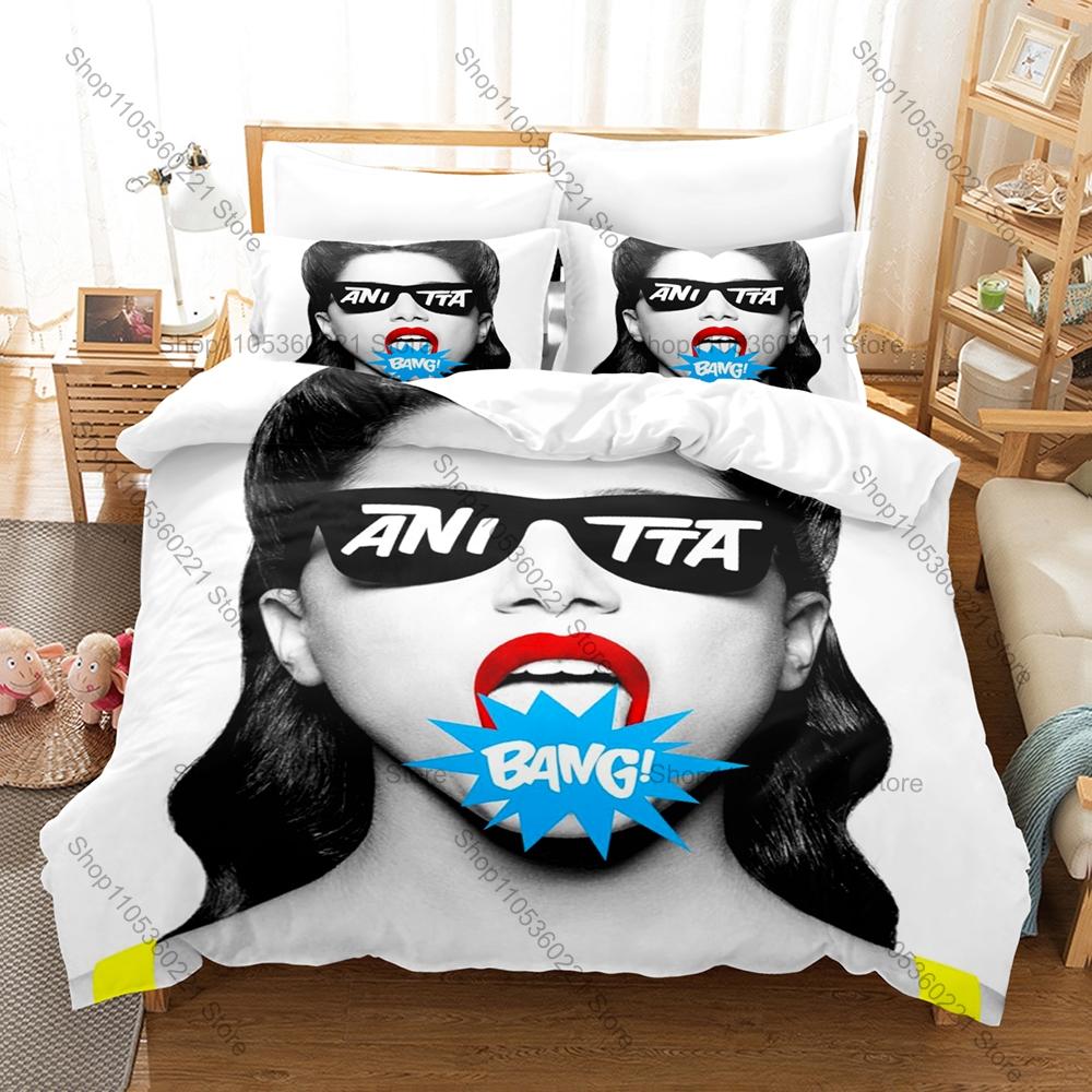 Cool Anitta Singer Duvet Cover + 2 Pillowcases 3D Print Polyester Bedding Set Fan Bedroom Decor Bed Linens Latin Pop Star Anitta
