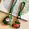 Green Strap Christmas Keychain Charm Cute Pendant Elk Key Ring Santa Claus Keychain  Luggage Tag