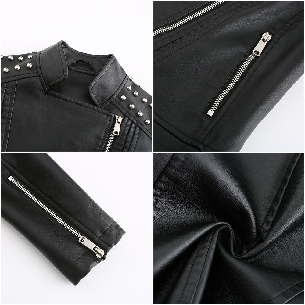 2024 Women's Slim PU Leather Motorcycle Jacket - New Autumn/Winter Short Coat