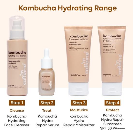 mCaffeine Kombucha Hydrating Face Cleanser with Hyaluronic Acid | Gentle Cleanser for Intense Hydration & Soft Skin | Removes Oil & Dirt| 100ml