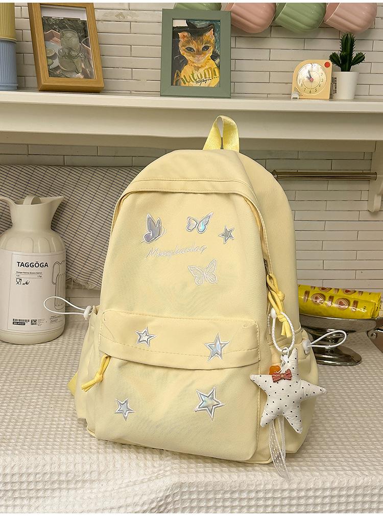 Schoolbag Cute Star School Bag College Student Niche Girl Backpack ins Versatile School Bag Large Capacity Junior High School Backpack