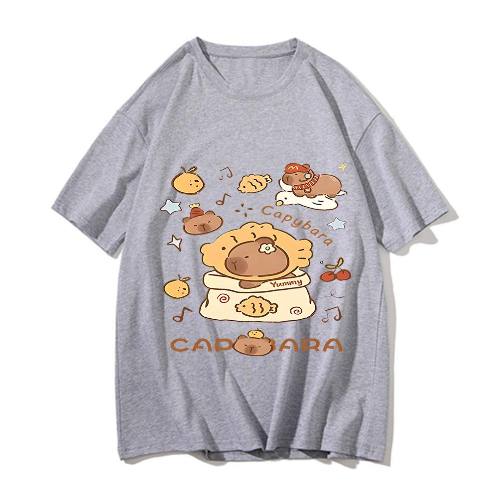 Cute Capybara Tshirt Unisex Design Sense of Personality Casual Loose Shortsleeved Kawaii Animals Printed Tops Figure Silhouette