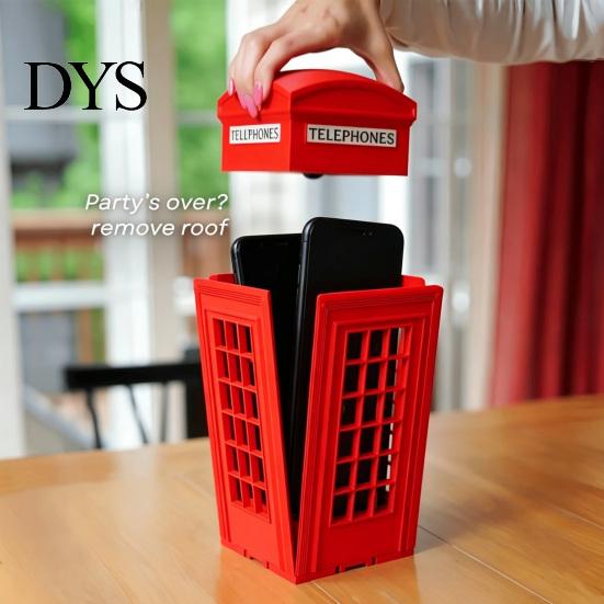 Desktop Phone Holder for Dinner British Booth Stand, 3D Printed Holder, Novelty Ornament Home Smartphone Lock‑Up Box Family Gatherings Party