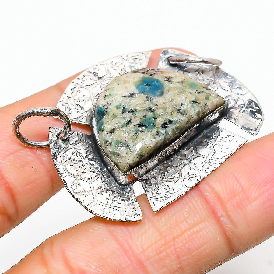 

K2 Blue Azurite Handmade 925 Sterling Silver Jewelry Pendant 1.34 d2S95