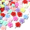100pcs/lot Colorful Rose Flower Acrylic Beads Flat Back Loose Spacer Beads For Jewelry Making DIY Handmade Bracelet Accessories
