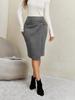 Women's Solid Color Irregular Suede Zipper Skirt High Waisted Buckle Wrapped Hip Twisted Elastic Knot Short Skirt Middle Skirt