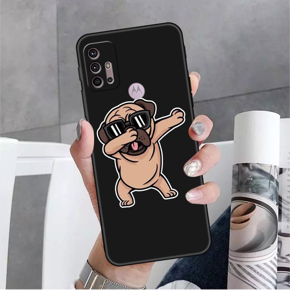 Dog Cute Animal Soft Case For Motorola G60 G30 Edge 20 30 G22 G9 Play G52 G8 G9 Power G50 One Fusion Black Phone Coque