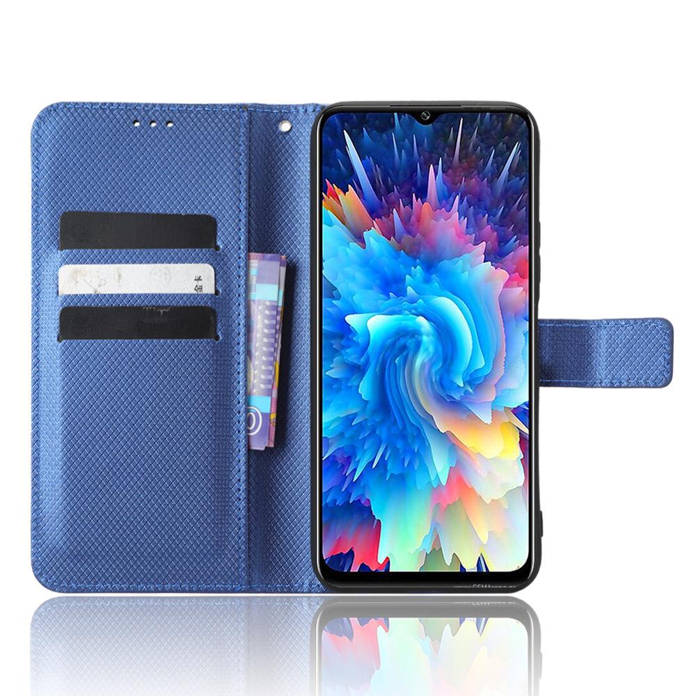 

For Infinix Hot 20 5G/X666/X666B Diamond Texture PU Leather Phone Case with Foldable Stand Wallet Blue