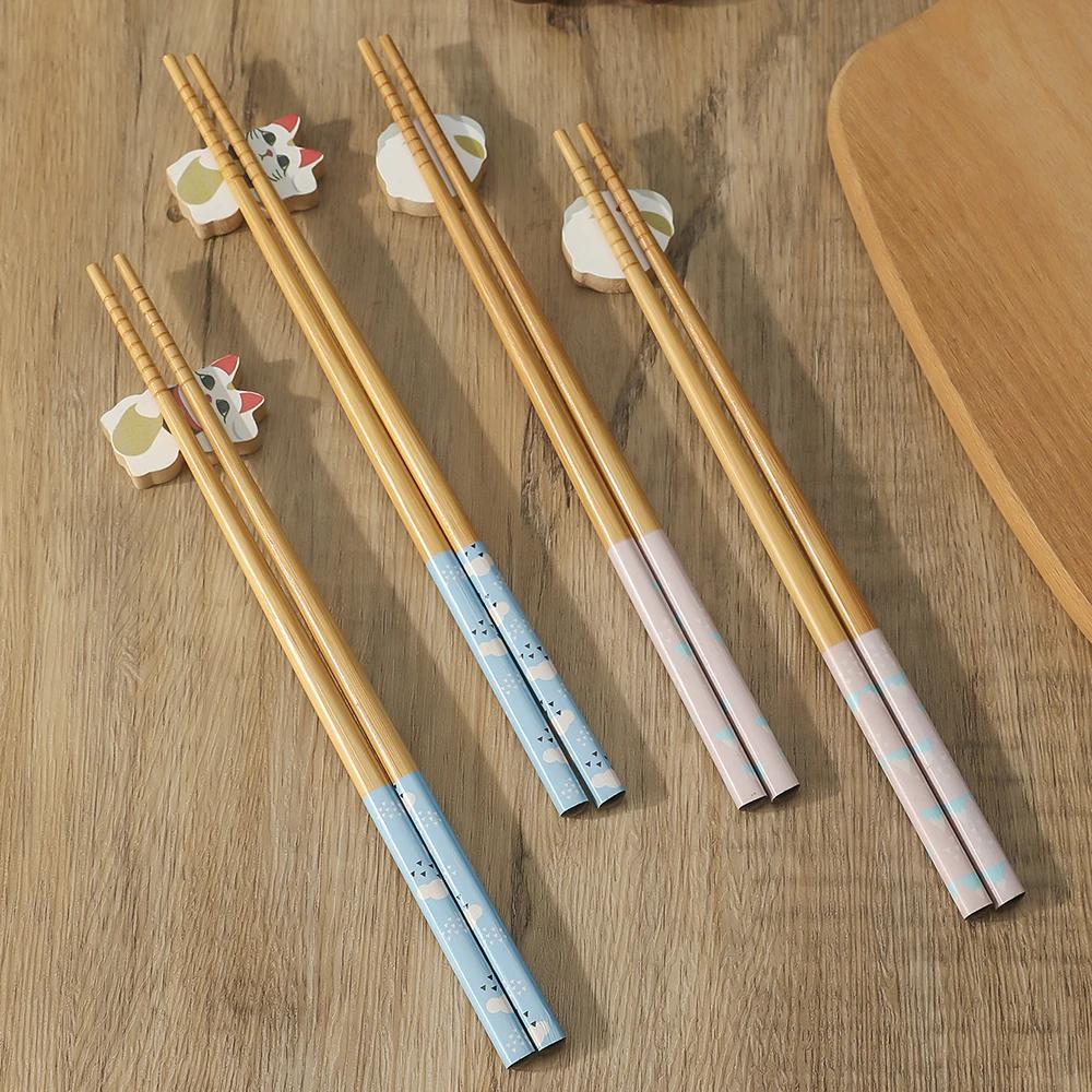 2 Pairs Chinese Chopsticks Japanese Korean Sushi Solid Wood Chopsticks Wedding Gift Chop Sticks Hashi Two Pairs Chopsticks Set