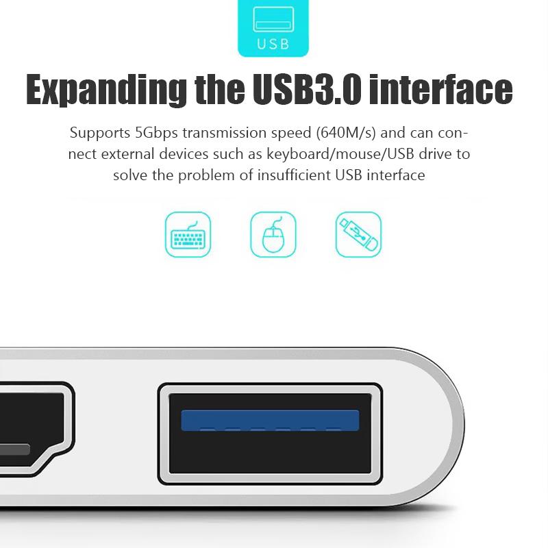 USB-C To HDMI 3 In 1 Cable Converter For Samsung Huawei iPad Mac USB 3.0 USB C To HDMI Male To Female 4K USB 3.0 Adapter Cable