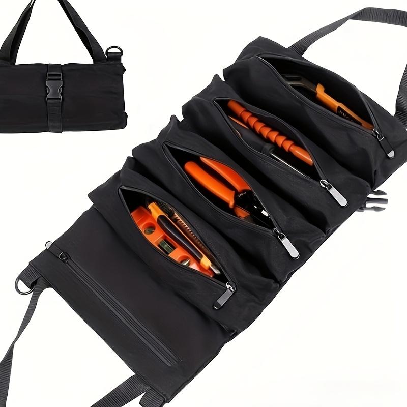 Oxford Fabric Tool Roll Bag,Large Capacity Foldable Storage Pouch with 5 Safety Compartments,Portable Tool Kit for Professionals